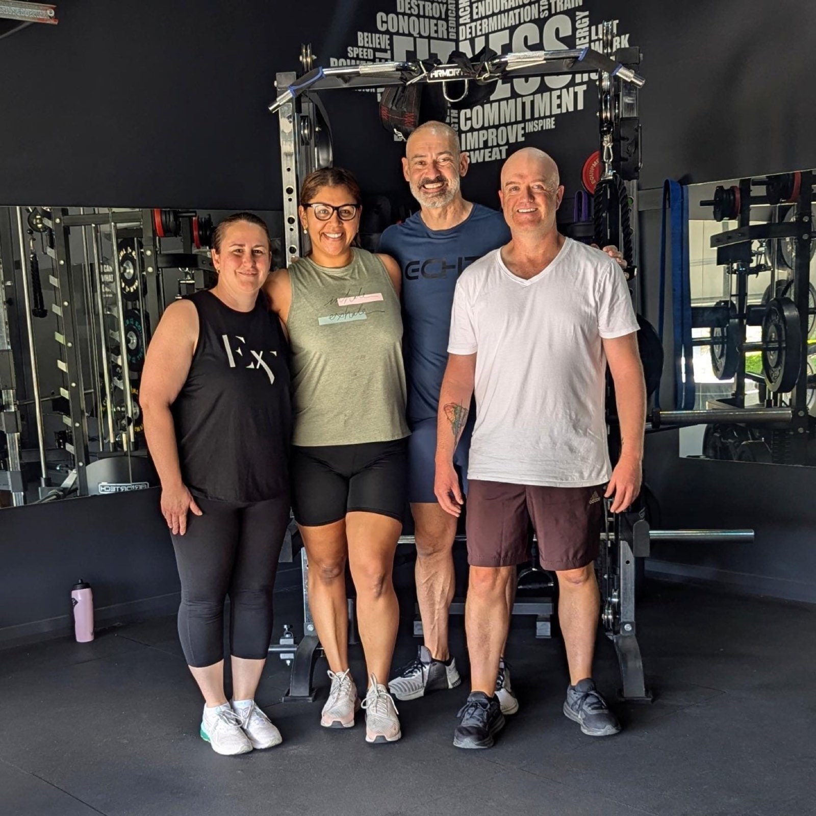 Four Bodyworx members together in the studio